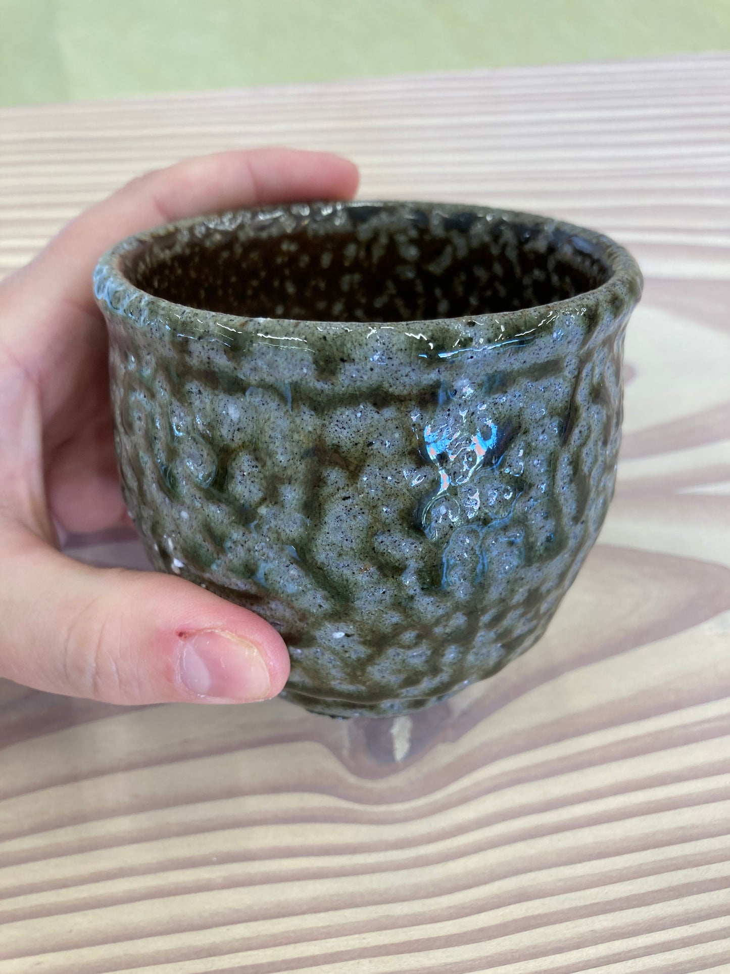 Handmade ceramic cup - Bottle green variation