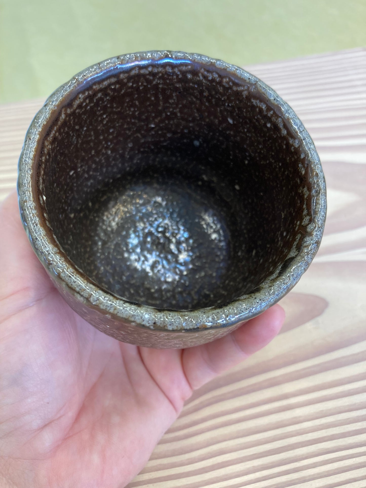 Handmade ceramic cup - Bottle green variation