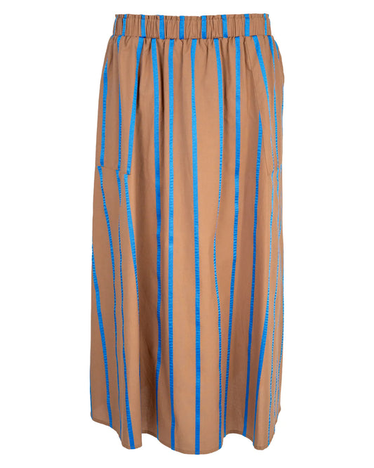Stinna Skirt - Camel / Blue Stripe